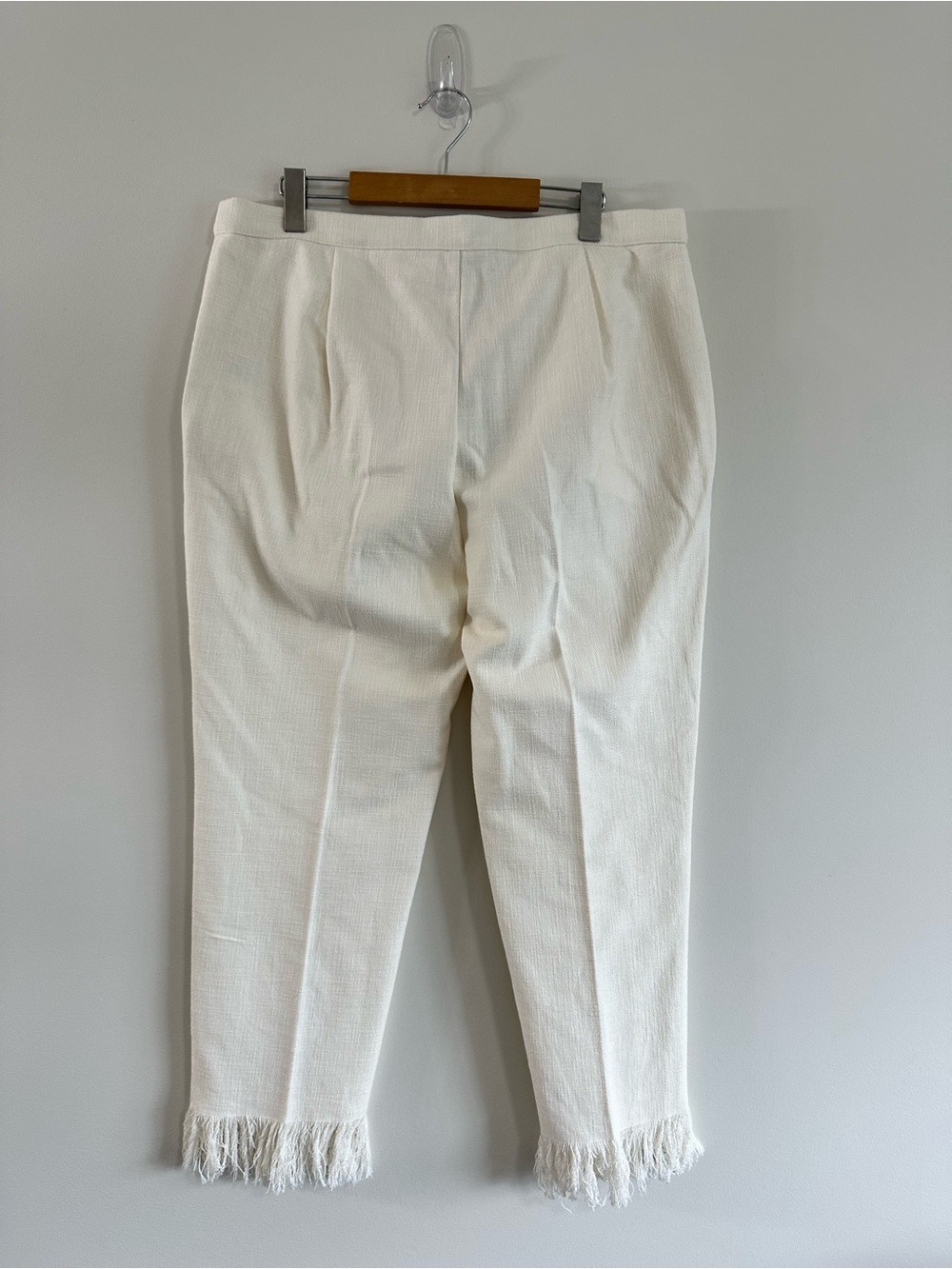 Marina Rinaldi Cream Fringe Hem Pants Size 12 NWT - Picture 3 of 12